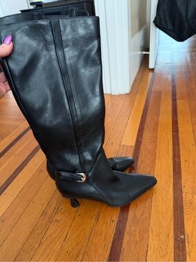 Naturalizer black tall boots Eartha 6.5 zip up NEW buckle accent boot knee high
